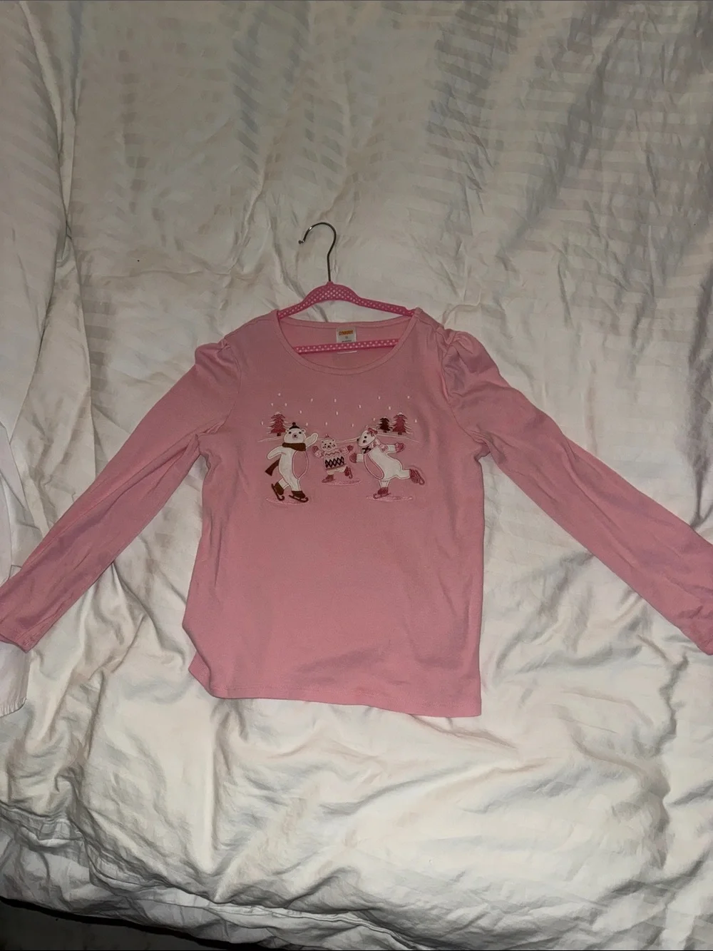 Gymboree Pink Long-Sleeve Penguin Ice Skating Tee